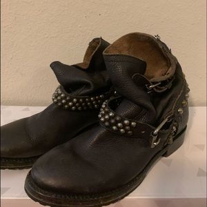 Ash dark brown studded leather boots